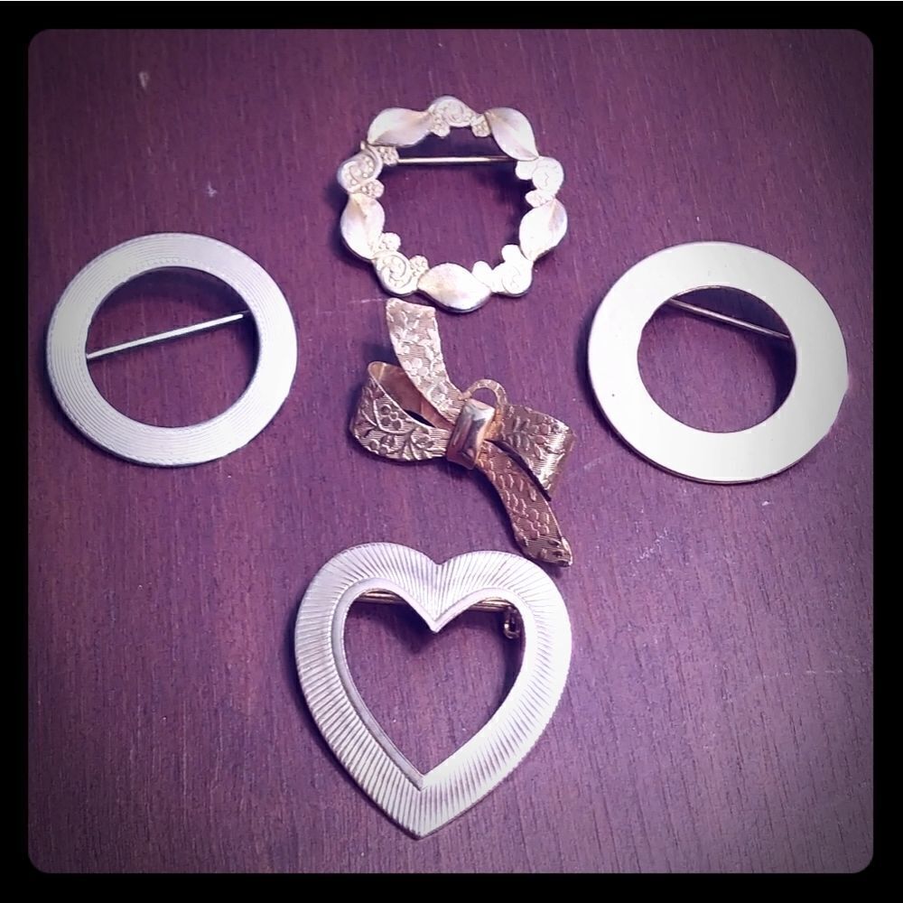 2 for $20 VTG Lot of Gold Pins: Circles, ❤, Bow